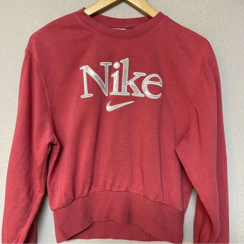 Nike Center‎ Check Women’s Spell Out Maroon Salmon Sweater Size S - Picture 3 of 5